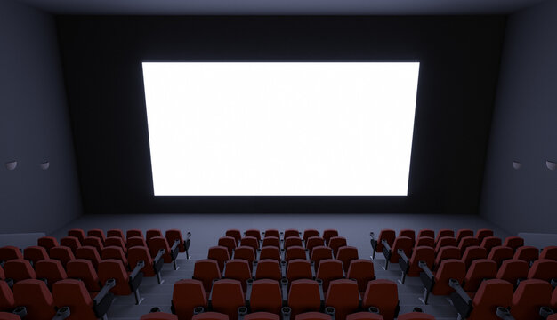 movie theater with a blank screen