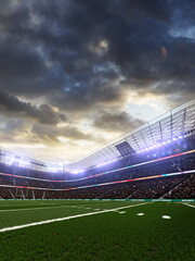 Empty American football soccer stadium with fans