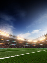 Empty American football soccer stadium with fans