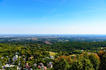 Frankfurt am Main  from Taunus Mountains (mountain Altkonig, Feldberg) by Konigstein Falkenstein, Kronberg. Nearby Oberursel. Hesse, Germany