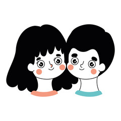 romantic couple smiling in a white background