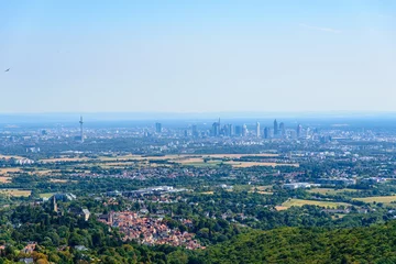 Deurstickers Frankfurt am Main  from Taunus Mountains (mountain Altkonig, Feldberg) by Konigstein Falkenstein, Kronberg. Nearby Oberursel. Hesse, Germany © Mikalai