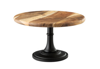 Wooden Cake Stand With Black Base on a White Background
