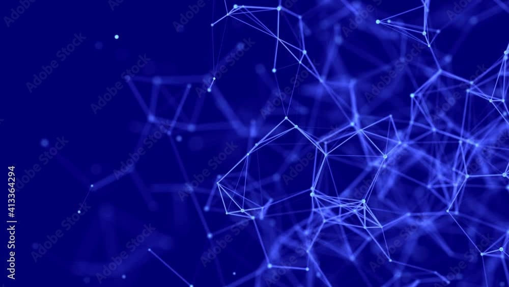 Aufkleber Abstract digital connection moving dots and lines. Technology background. Network connection structure. Plexus effect. 3d Seamless loop. 4K