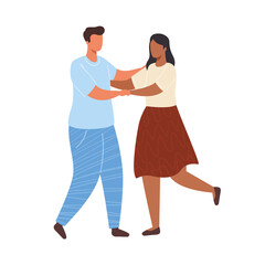 young couple dancers dancing characters vector illustration design