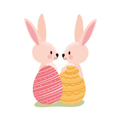 rabbits with two easter eggs
