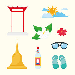 bundle of eight songkran festival set icons vector illustration design