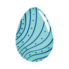 happy easter blue egg painted with lines vector illustration design