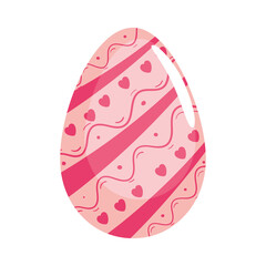 happy easter pink egg painted with hearts vector illustration design