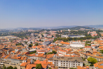 Naklejka na ściany i meble Guimaraes drone aerial city view in Portugal