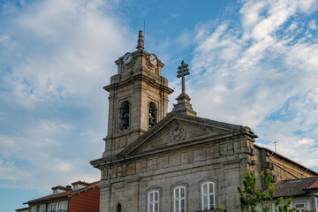 Fototapeta na wymiar St Peter Sao Pedro Basilica church tower in Guimaraes, Portugal