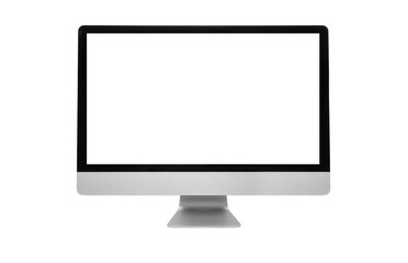 computer with blank white screen isolated on withe background
