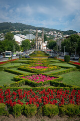 Largo Republica do Brasil with church in Guimaraes, Portugal