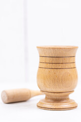 Wooden Mortar with white background