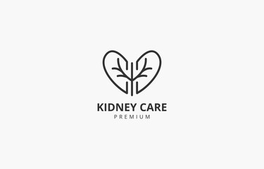 Love simple outline kidney care urology logo vector template