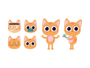 set of cute kittys stickers