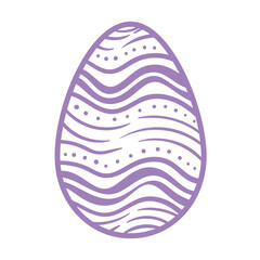 happy easter season lilac color egg painted line style vector illustration design