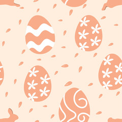 Easter eggs ornaments and bunny seamless pattern. Creative texture for fabric, wrapping, 
textile, wallpaper, apparel. Surface pattern design.