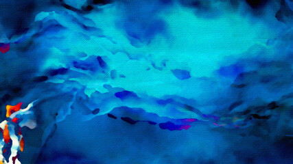 Naklejka na ściany i meble Dark Blue Grunge Watercolor Texture