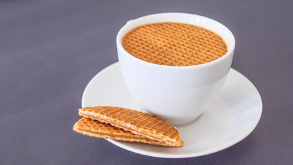 Close up of traditional Dutch cookies Stroopwafels