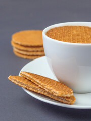 Close up of traditional Dutch cookies Stroopwafels