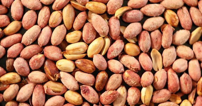 Salted peanut rotating close up shot
