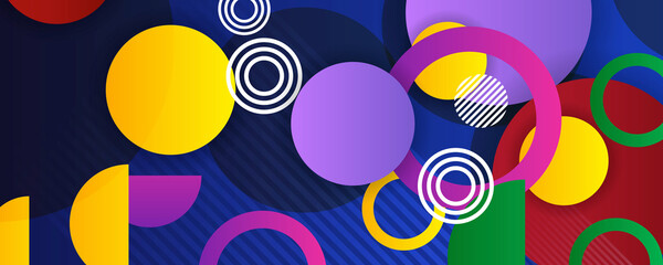 Modern futuristic abstract geometric banner background. Multicolored tech background, with a geometric 3D structure. Clean, vibrant design with simple, bright, modern forms. 3D render