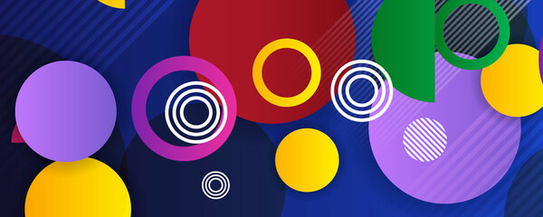Modern futuristic abstract geometric banner background. Multicolored tech background, with a geometric 3D structure. Clean, vibrant design with simple, bright, modern forms. 3D render