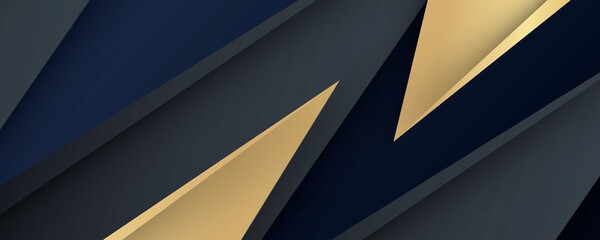 Background of abstract triangle shape and lights. gold blue  and black. de focused. banner black grunge corporate abstract background with golden lines. Vector banner design 