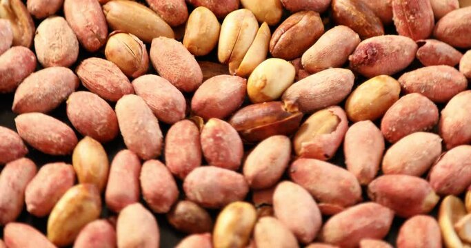 Salted peanut rotating close up shot