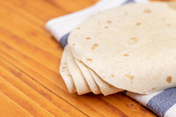 Empty Tortillas on the table with copy space