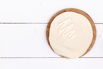 Empty Tortillas on the table with copy space
