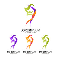 people and beauty lady logo design template