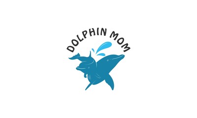 dolphin mother and child illustration logo depicting mother dolphin love for her child