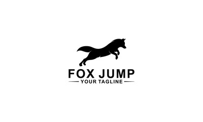 jumping fox illustration logo on white background