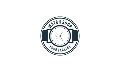 logo for a shop selling watches, with a tap watch illustration