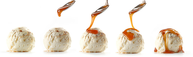 ice cream with caramel sauce