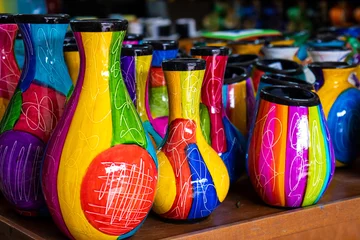 Fototapeten Beautiful traditional handicrafts of the small town of Raquira in Colombia. The City of Pots. © anamejia18