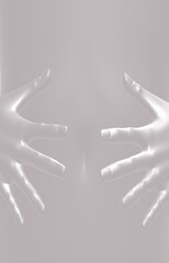 お腹を触る両手