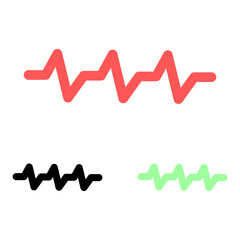 Heartbeat icons set. Colored icons of heartbeats in a flat style. Vector illustration.