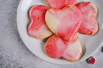 Homemade Valentine heart Sugar cookies with marble icing / Valentines day sweets