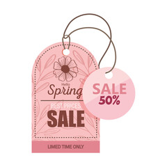 sale spring season deals tags hanging vector illustration design