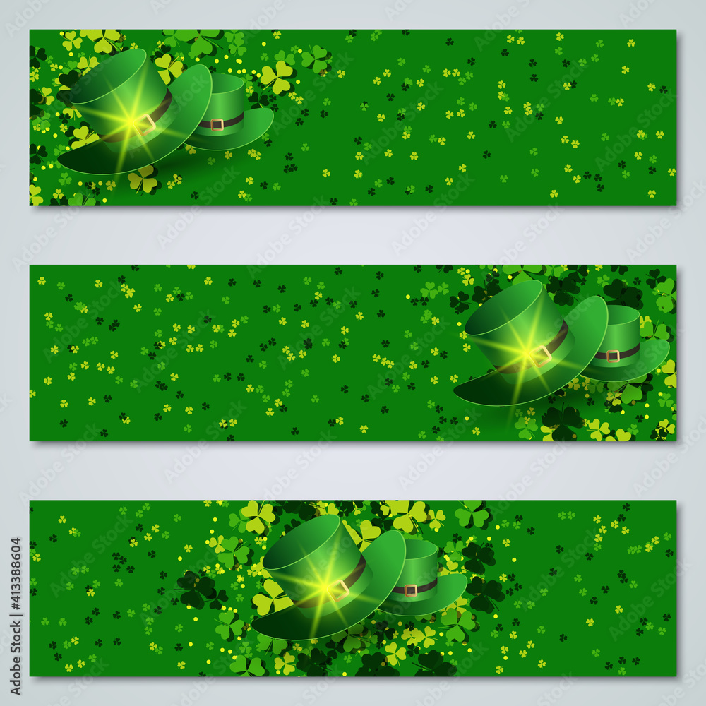 Poster st.patrick's day horizontal web banners vector collection