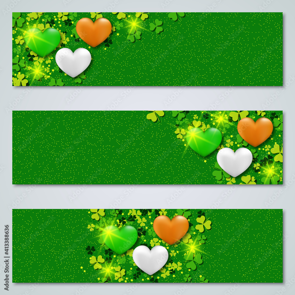 Poster st.patrick's day horizontal web banners vector collection