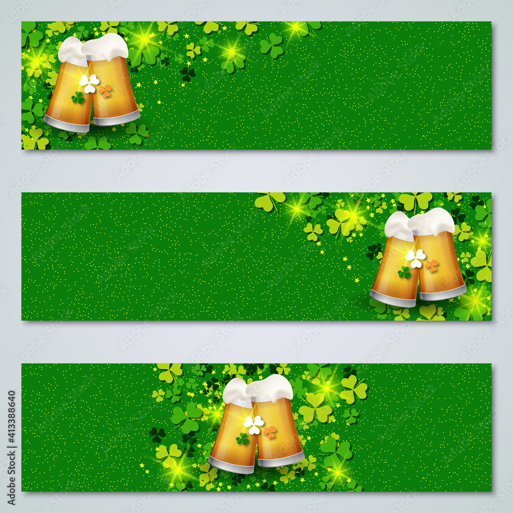 Poster st.patrick's day horizontal web banners vector collection