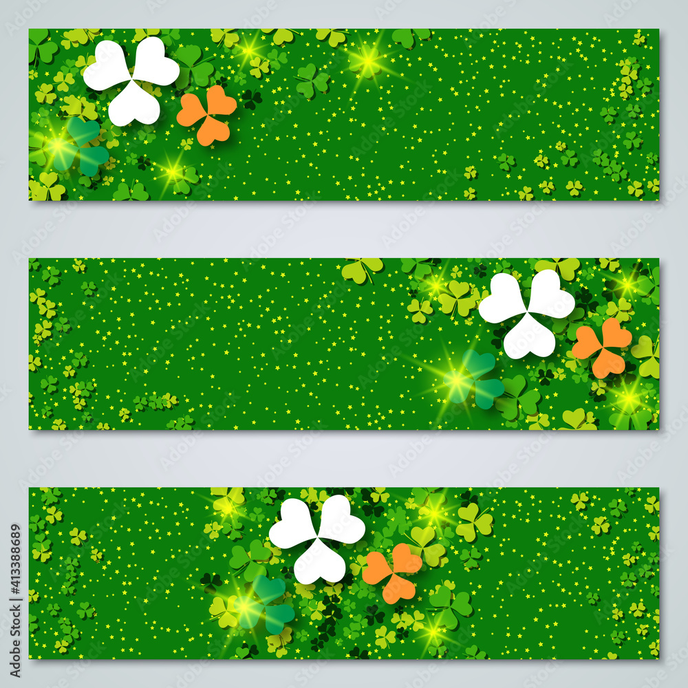 Poster st.patrick's day horizontal web banners vector collection