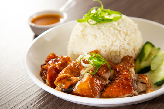 Roasted Chicken Rice From A Hawker Stall