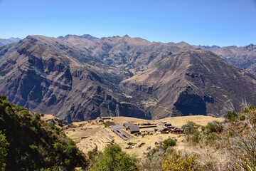 View of the remote Inca ruins of Huchuy Qosqo (