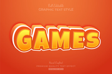 Games Cartoon Orange Yellow Editable Text Effect Font Style