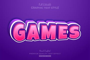 Games Cartoon Purple Pink Editable Text Effect Font Style